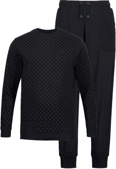 JP1880 Two-piece Pajama Belly Fit Long Sleeve Long Pants Black TALL - HERRENBEKLEIDUNG MT-6XLT - Langgrößen für Herren