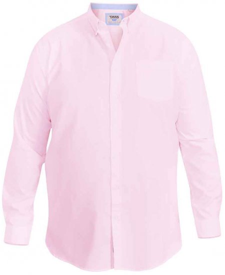 D555 Richard Long Sleeve Oxford Shirt Pink - Herrenhemden in großen Größen - Herrenhemden in großen Größen
