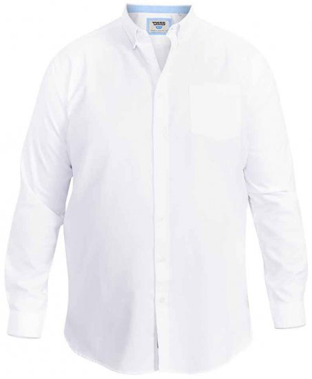D555 Richard Long Sleeve Oxford Shirt White - Herrenhemden - Herrenhemden in großen Größen