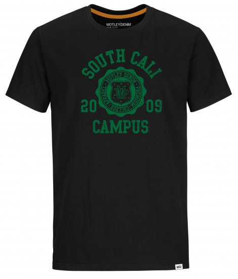 Motley Denim Rochdale T-Shirt Green on Black - Herren-T-Shirts in großen Größen - Herren-T-Shirts in großen Größen