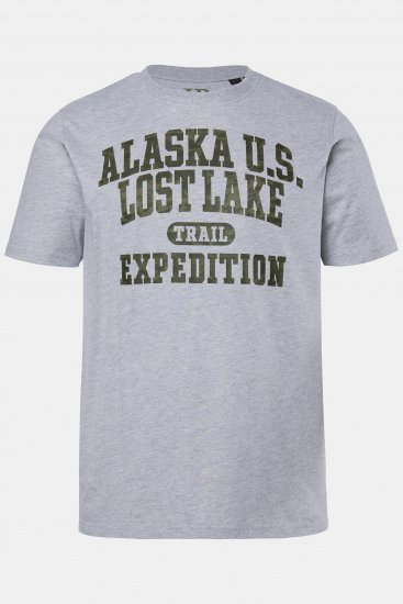 JP1880 T-shirt Short Sleeve Chest Print Grey Melange - Herren-T-shirts - Herren-T-Shirts in großen Größen