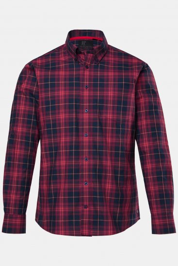 JP1880 Checked Shirt Long Sleeve Red - Herrenhemden - Herrenhemden in großen Größen