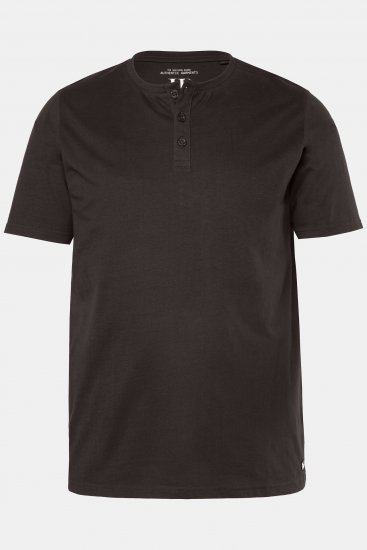 JP1880 Henley Basic T-Shirt with Buttons Brown - Herren-T-shirts - Herren-T-Shirts in großen Größen