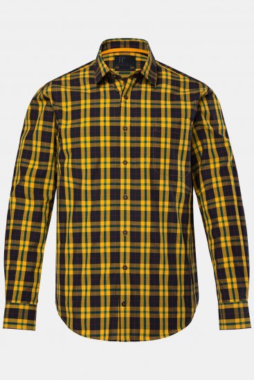 JP1880 Checked Shirt Long Sleeve Kent Collar Curry - Herrenhemden - Herrenhemden in großen Größen