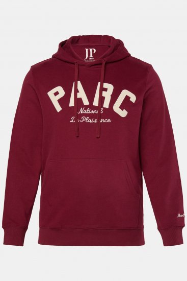 JP1880 Hoodie with Embroidery Aubergine Tall - TALL-größen - Langgrößen für Herren
