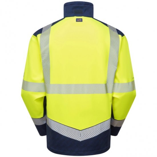 Leo Bowden Ecoviz Softshell Jacket Hi-Vis Yellow/Navy Print - Herren arbeitskleidung - Herren Arbeitskleidung Große Größen