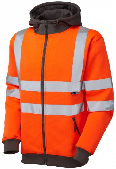 Leo Saunton Hooded Sweatshirt Hi-Vis Orange - Herren arbeitskleidung - Herren Arbeitskleidung Große Größen