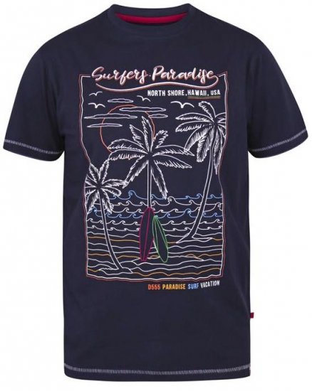 D555 Stewart Surfer'S Paradise Crew Neck T-Shirt Navy - Herren-T-shirts - Herren-T-Shirts in großen Größen