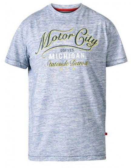 D555 Stirling Motor City Crew Neck T-Shirt Blue Reno - Herren-T-shirts - Herren-T-Shirts in großen Größen