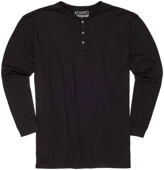 Adamo Sven Regular fit Serafino Long sleeve T-shirt Black - Herren-T-shirts - Herren-T-Shirts in großen Größen