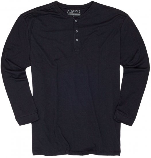 Adamo Sven Regular fit Serafino Long sleeve T-shirt Navy - Herren-T-shirts - Herren-T-Shirts in großen Größen
