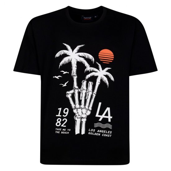Espionage T448 skeleton palm bedrucktes t-shirt schwarz - Herren-T-shirts - Herren-T-Shirts in großen Größen
