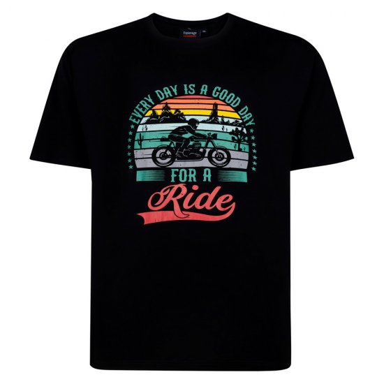 Espionage T451 Bedrucktes T-Shirt Good Day For A Ride Schwarz - Herren-T-shirts - Herren-T-Shirts in großen Größen