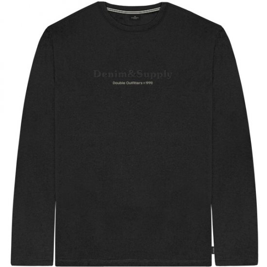 Double Outfitters TS-9173 Long Sleeve T-Shirt Embossed Black - Herren-T-shirts - Herren-T-Shirts in großen Größen