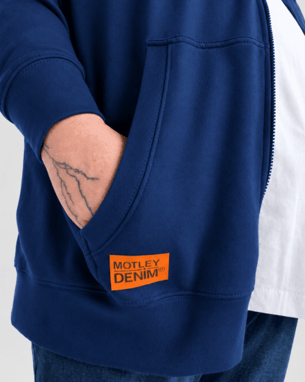 Motley Denim Copenhagen Hoodie Royal Blue - Herren-sweater und -hoodies - Herren-Sweater und -Hoodies in großen Größen