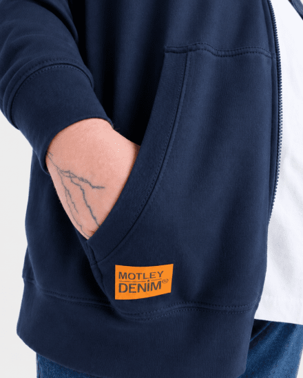 Motley Denim Copenhagen Hoodie Dark Indigo - Herren-sweater und -hoodies - Herren-Sweater und -Hoodies in großen Größen