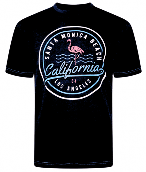 Kam Jeans 5707 Santa Monica Tee Black - Herren-T-shirts - Herren-T-Shirts in großen Größen