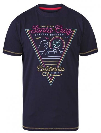 D555 Valley Santa Cruz Crew Neck Printed T-Shirt Black - Herren-T-shirts - Herren-T-Shirts in großen Größen