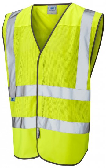 Leo Arlington Coolviz Waistcoat Hi-Vis Yellow - Herren Arbeitskleidung Große Größen - Herren Arbeitskleidung Große Größen