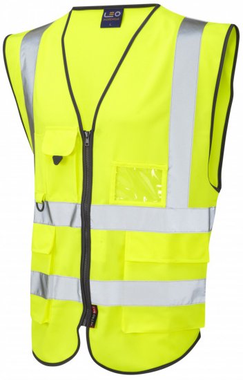 Leo Lynton Superior Waistcoat Hi-Vis Yellow - Herren Arbeitskleidung Große Größen - Herren Arbeitskleidung Große Größen